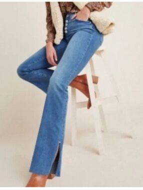 Anthropologie Pilcro High-rise Skinny Bootcut Raw Hem Side Slit Jeans Size 27